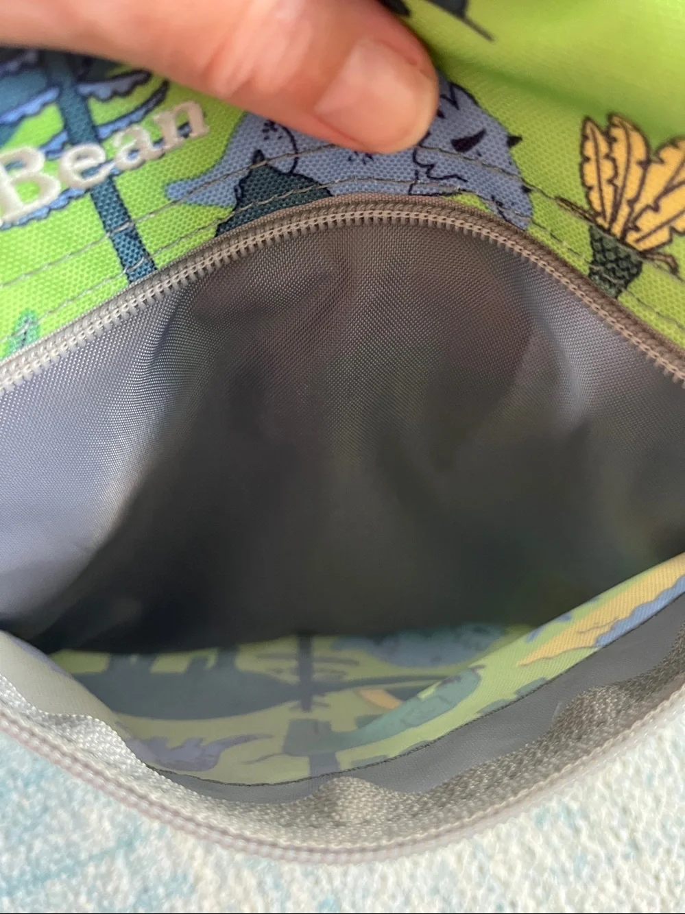 L.L. Bean Green Dinosaur Print Junior Kids Backpack 17L